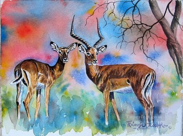 African Painting - Impalas from Africa